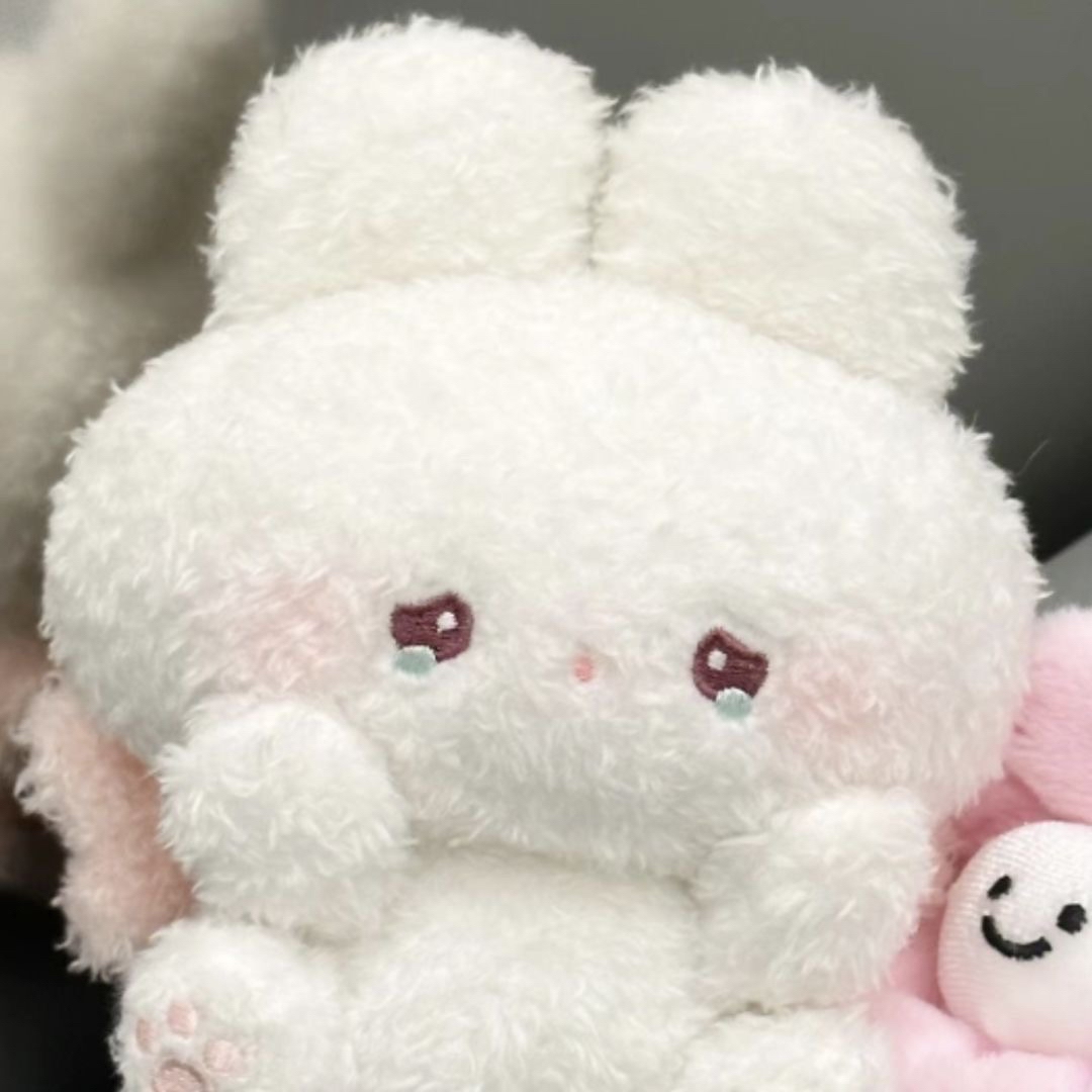 White and Pink Bunny Plush Cuddles — Matching Avatars · Izquierda