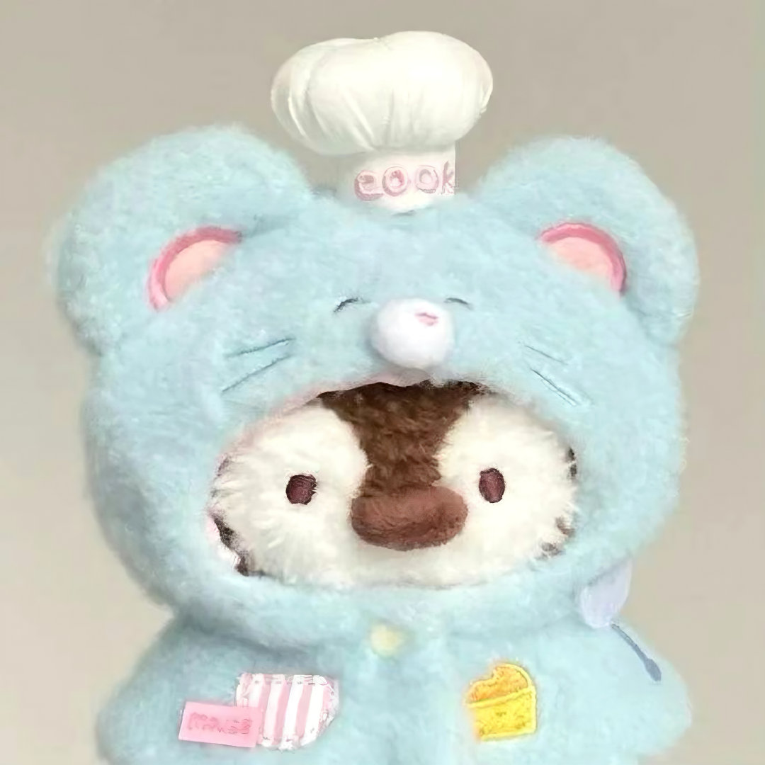 Plush Friends in Blue Mouse Chef Hats — Matching Avatars · Left