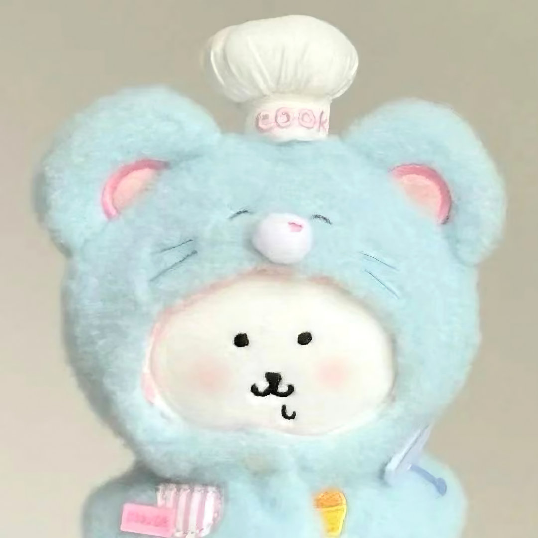 Plush Friends in Blue Mouse Chef Hats — Matching Avatars · Right