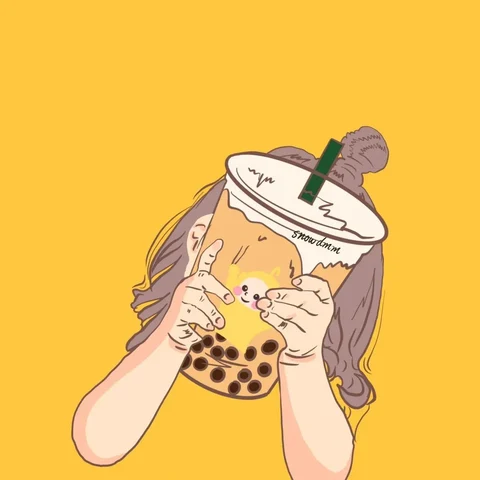 两杯小猫珍珠奶茶 · 配套头像 · 左图