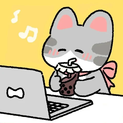 Work-Break Cats with Bubble Tea and Sleepy Eyes — Matching Avatars · Izquierda