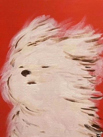 Fluffy Puppy in Warm Colors · S118