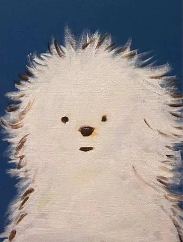 Fluffy Puppy on Blue · S131