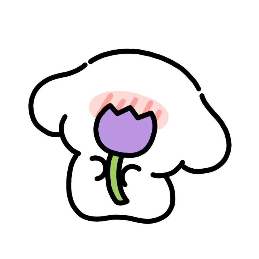 Puppy Smelling a Flower · S141
