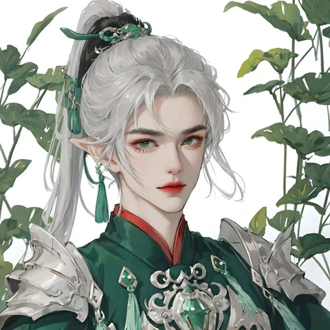 Silver Hair and Green Robes · S322