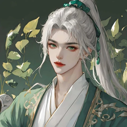 Silver Hair and Green Robes · S333