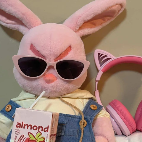 Pink Bunny with Headphones and Sunglasses · S406