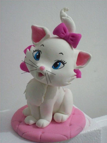 Clay Kitten with a Pink Bow · S412