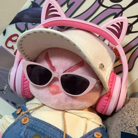 Pink Bunny with Headphones and a Visor · S430