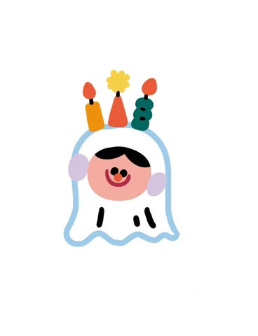 Little Ghost with Birthday Candles · S488